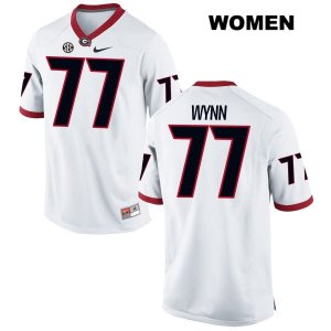 Women's Georgia Bulldogs NCAA #77 Isaiah Wynn Nike Stitched White Authentic College Football Jersey QWL6454OF